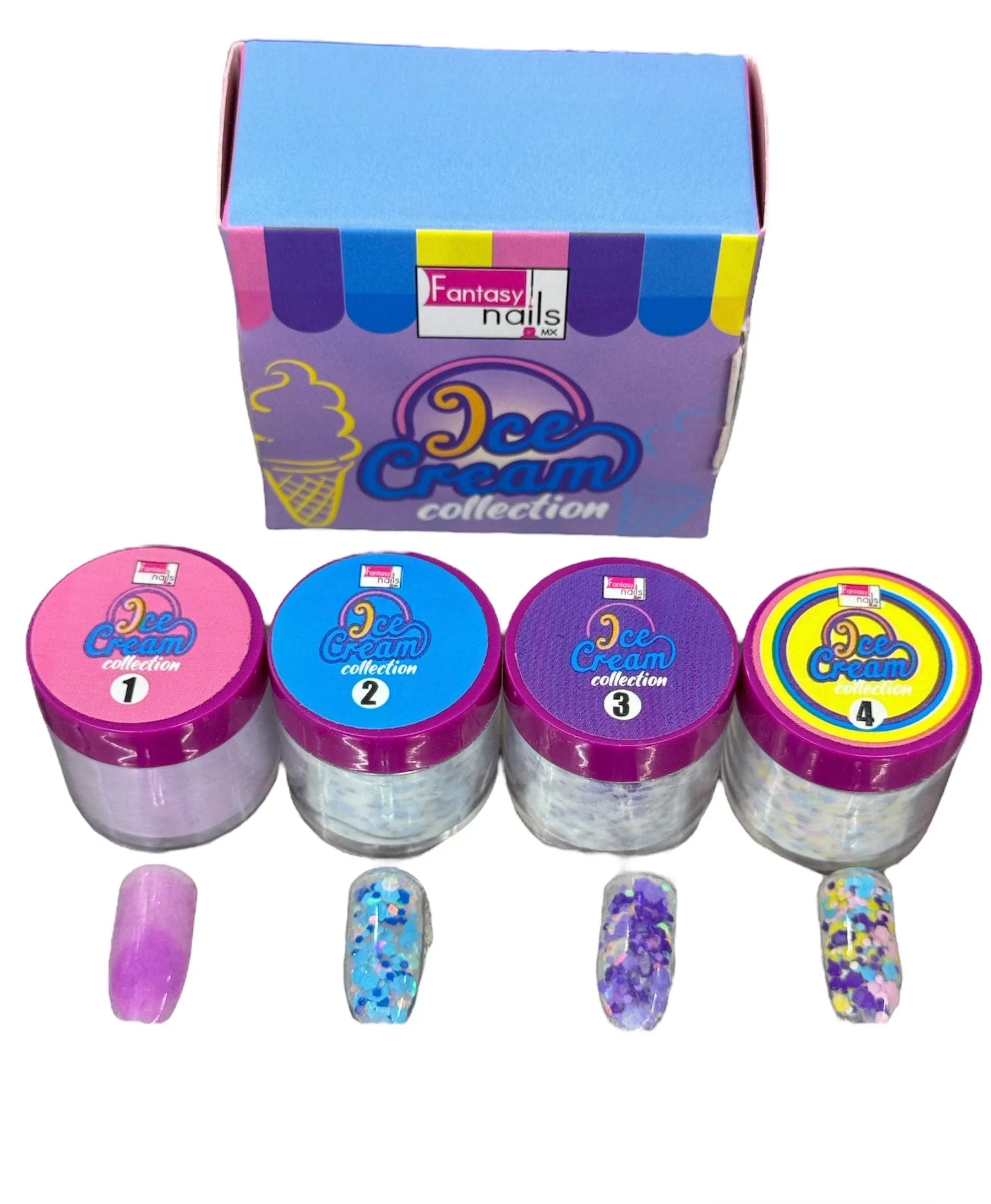 Acrílico Colección  Ice Cream 4 pzas  Fantasy Nails