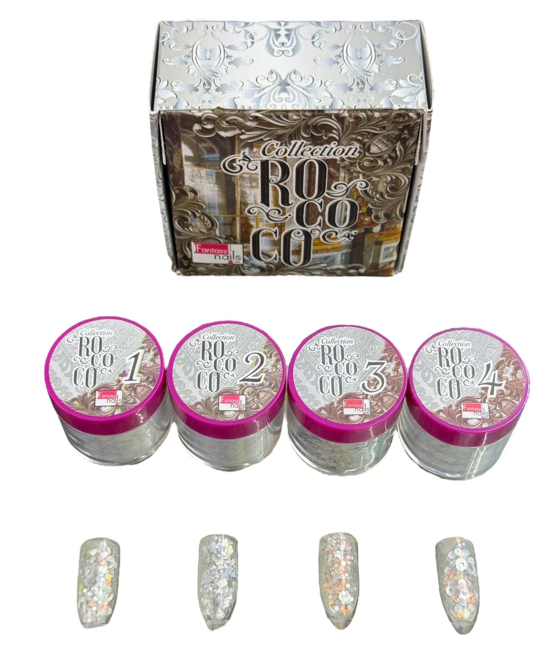 Acrílico Colección Roco Plata 4 pzas Fantasy Nails