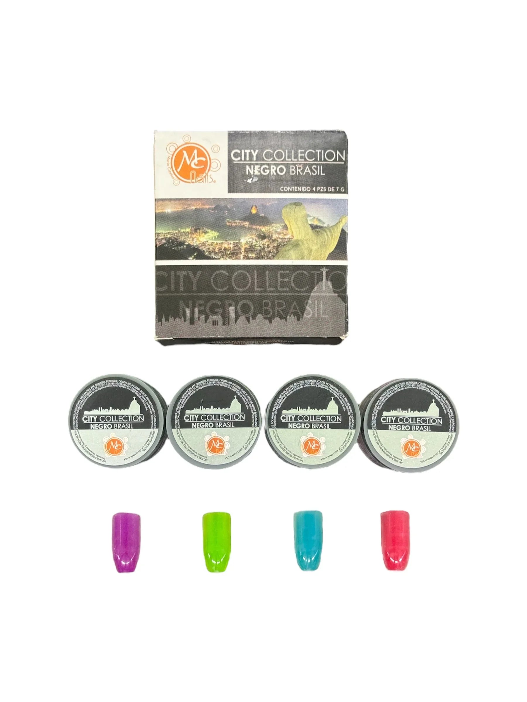 Acrílico City Negro Brasil Collection 4 pzas Mc Nails