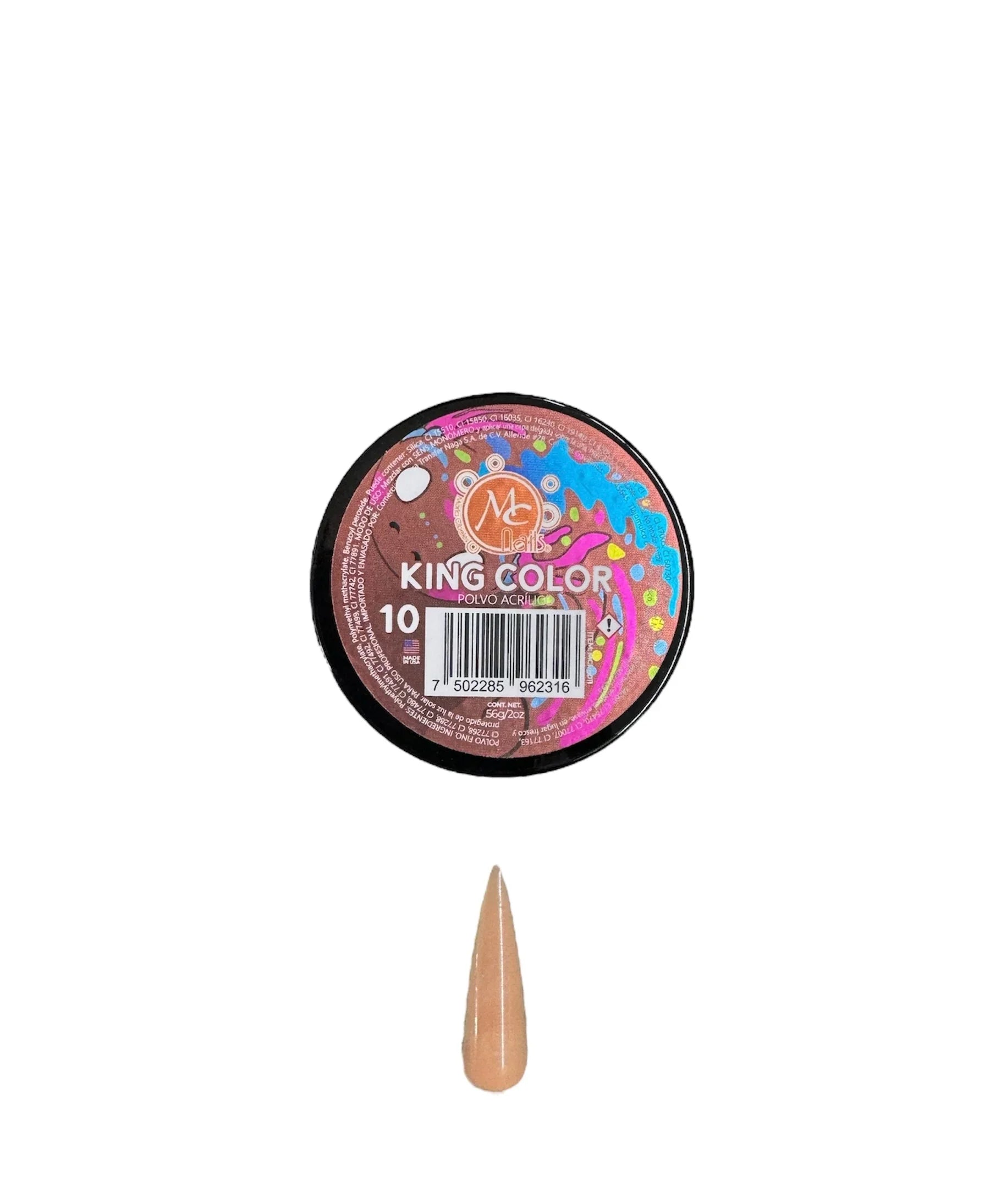 Acrílico King Color Maquillaje para uñas 2 oz #10 Mc Nails