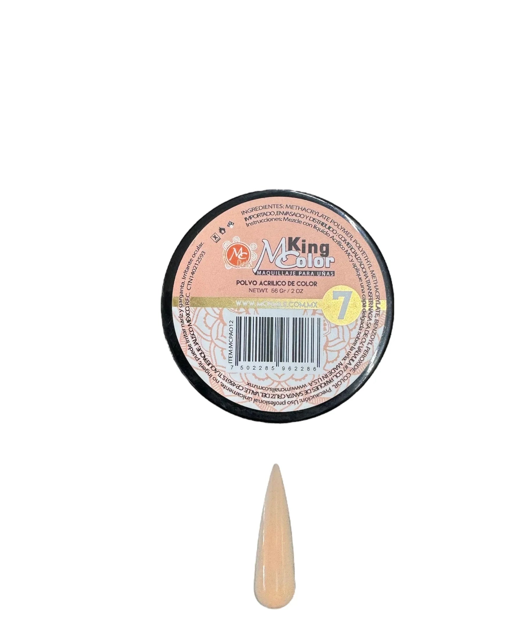 Acrílico King Color Maquillaje para uñas 2 oz #7 Mc Nails
