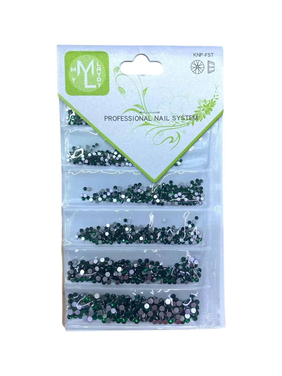 PIEDRA 6 TAMAÑOS VERDE ESMERALDA ML NAILS